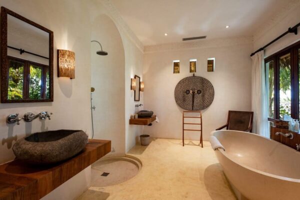 Salle de bain avec baignoire Qambani Luxury Resort Zanzibar